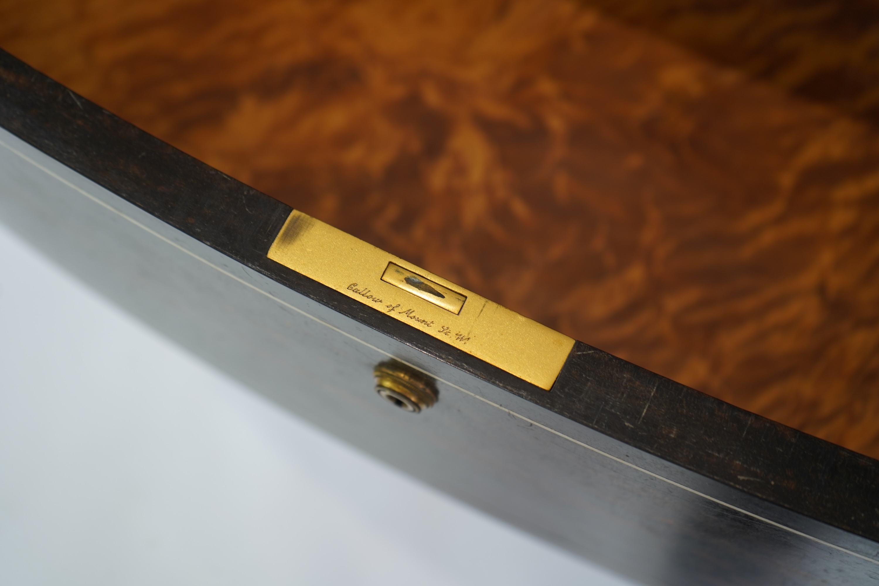 An early 20th century ivory mounted coromandel three drawer bowfront chest, stamped Callow of Mount Street, London